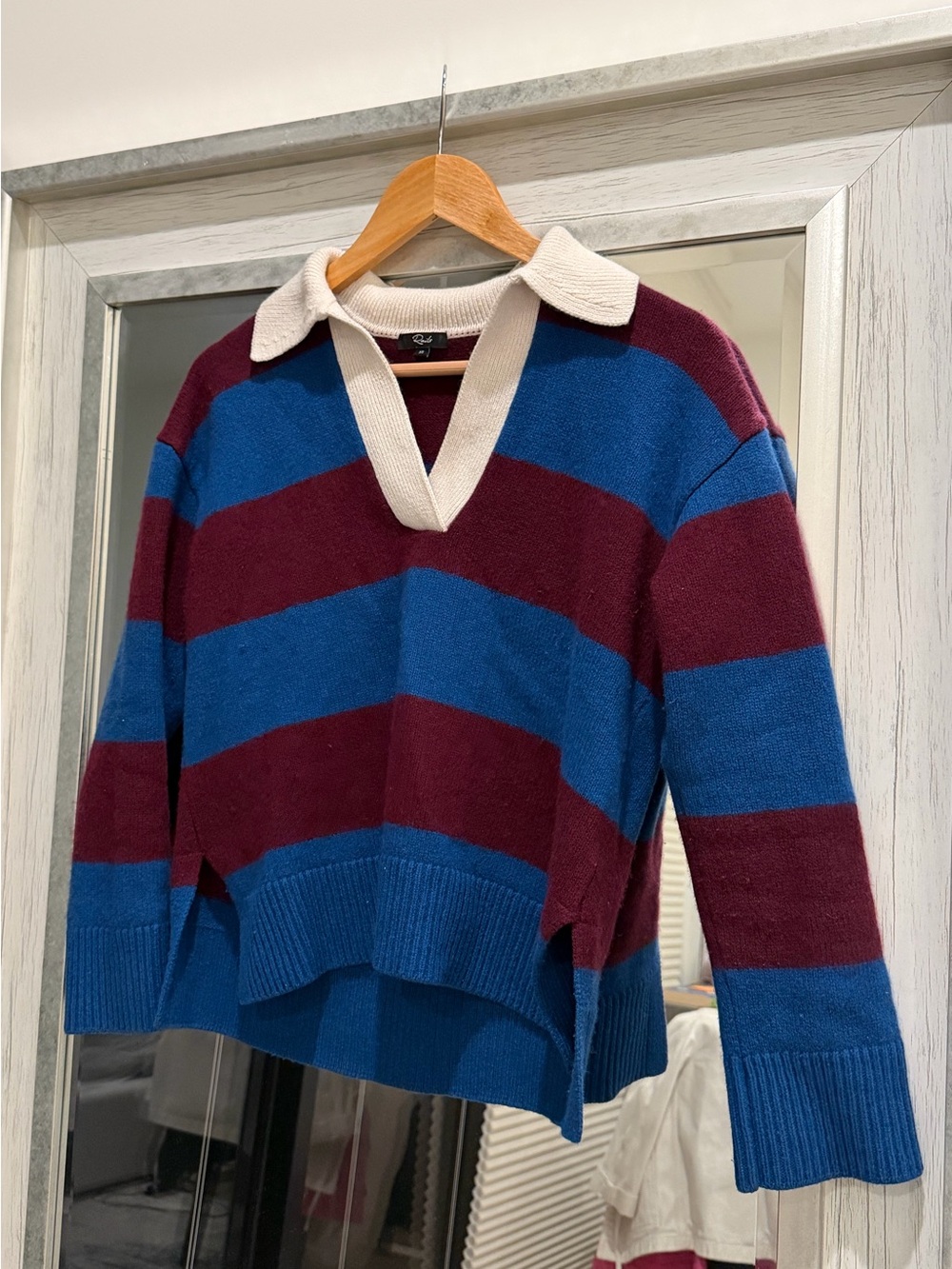 RAILS Striped Rugby Sweater - Blue & Maroon - Size XS
